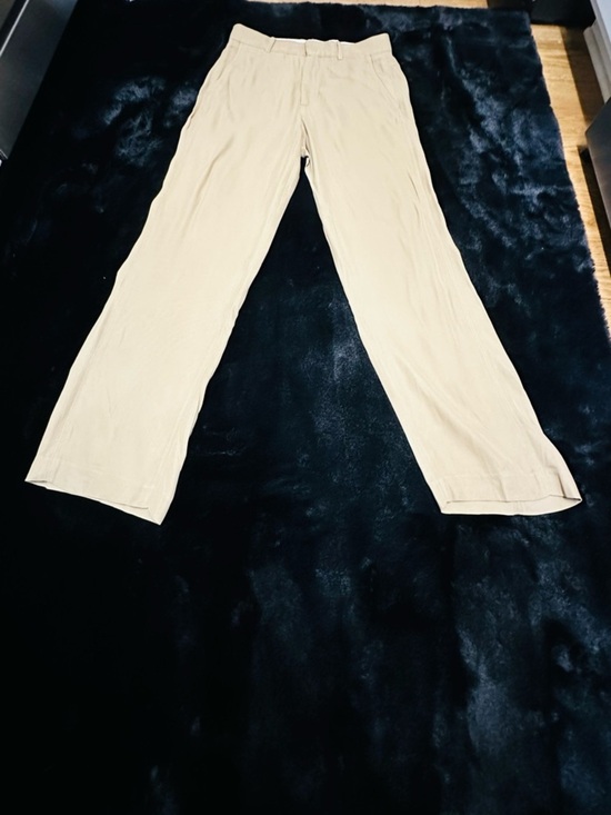 Pants - Zara Khaki Beige Wide Leg Trousers High Rise Straight Pants Size Small